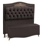Cabeceira e Calçadeira Baú Cama Box Casal Belize 140cm Suede Chocolate - Abmaza