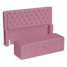 Cabeceira e Calçadeira Báu King Size Atena 195cm Capitonê Suede Rosa - Desk Design
