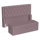 Cabeceira e Calçadeira Báu King Size Atena 195cm Capitonê Veludo Rosê - Desk Design