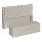 Cabeceira e Calçadeira Báu Queen Size Atena 160cm Capitonê Sintético Bege - Desk Design