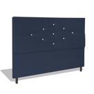 Cabeceira Estofada Box Casal Queen Size Encosto Para Cama T Cross 164x126 CM Azul Marinho