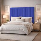 Cabeceira Estofada Cama Box Casal 1,40m Capri Veludo Azul