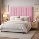 Cabeceira Estofada Cama Box Casal 1,40m Capri Veludo Rose