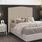 Cabeceira Estofada Cama Box Casal Greta 140cm com Frame Corano Bege - Abmaza
