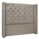 Cabeceira Estofada Cama Box Casal King Size Alteza 195cm Linho Rústico Areia - Desk Design