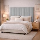 Cabeceira Estofada Cama Box Queen 1,60m Capri Linho Cinza