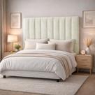 Cabeceira Estofada Cama Box Queen 1,60m Capri Suede Bege