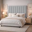 Cabeceira Estofada Cama Box Queen 1,60m Capri Veludo Cinza