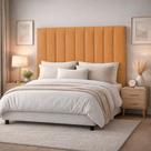 Cabeceira Estofada Cama Box Queen 1,60m Capri Veludo Terracota