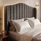 Cabeceira Estofada Cama Box Queen Arya 160cm Moderna Premium Bouclê Cinza Escuro - Desk Design Cabeceira Estofada Cama Box Queen Arya 160cm Moderna Premium Bouclê Cinza Escuro - Desk Design