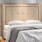 Cabeceira Estofada Cama Box Solteiro 0,98 Nápole para Quarto em Veludo Bege Claro - Larbelle