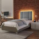 Cabeceira Estofada Cama Box Solteiro Com Led Star 90 Cm Linho Cinza