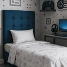 Cabeceira Estofada Cama Box Solteiro Isis Quarto Infantil Menino 90cm Tecido Veludo