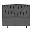 Cabeceira Estofada Cama Casal Queen Size 160 Cm Malu Linho Cinza