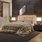 Cabeceira Estofada Cama Casal Queen Size LED Splend 160 cm Cabeceira Estofada Cama Casal Queen Size LED Splend 160 cm
