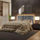 Cabeceira Estofada Cama Casal Queen Size LED Star 160 cm
