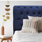Cabeceira Estofada Capitonê Livia 90cm Solteiro Para Cama Box Suede Azul Marinho - Gat Magazine