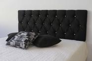 Cabeceira Estofada Casal 1.40m Painel Cor Preto black botoes cristais