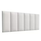 Cabeceira Estofada Casal 1,40cm Branco material sintético Pérola Quarto Decoração Lisa