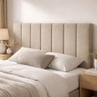 Cabeceira Estofada Casal Modelo Vertically 140x60cm Na Cor Bege Claro - Produto de Alta Elegância Cabeceira Estofada Casal Modelo Vertically 140x60cm Na Cor Bege Claro - Produto de Alta Elegância