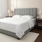 Cabeceira Estofada Casal Vertically 140x60cm Cor Cinza - Tecido Em Veludo Liso