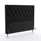 Cabeceira Estofada Centaurus 195 Para Cama King Couro Preto Aradecor Cabeceira Estofada Centaurus 195 Para Cama King Couro Preto Aradecor
