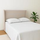Cabeceira Estofada Com Encaixe Perfeito em Sua Cama de Casal 140x120cm Na Cor Cru Tecido em Linho