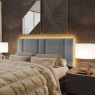 Cabeceira Estofada com LED Queen 160 Linho Cinza Cabeceira Estofada com LED Queen 160 Linho Cinza