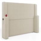 Cabeceira Estofada Duetto para Cama Box Casal 140cm com Porta Copo Bouclê Bege - Desk Design Cabeceira Estofada Duetto para Cama Box Casal 140cm com Porta Copo Bouclê Bege - Desk Design