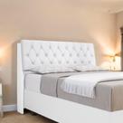 Cabeceira Estofada Ísis Casal Branca com Capitonê Branco