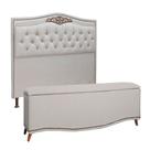 Cabeceira Estofada Julia Casal 140 cm para Cama Box Suede Cinza Amassado - Shop das Cabeceiras
