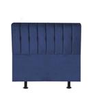 Cabeceira Estofada Kiara 100cm Solteiro Box Quarto Suede Azul Marinho - Gat Magazine
