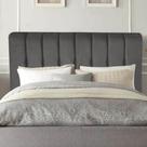 Cabeceira Estofada Kiara 195cm King Size Box Quarto Suede Cinza Escuro Grafite - Ahazzo Móveis