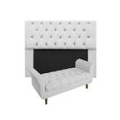 Cabeceira Estofada Mirage e Recamier Grécia King 195 cm Corano Branco - INCASA DECOR