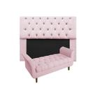 Cabeceira Estofada Mirage e Recamier Grécia Solteiro 90 cm Corano Rosa Bebe - INCASA DECOR