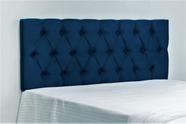 Cabeceira Estofada Modelo com Botões 160x50cm Cor Azul Marinho - Queen