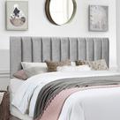 Cabeceira Estofada Painel Cama Box King Size 200cm Suede Cinza Claro