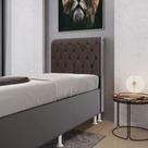 Cabeceira Estofada para Cama Box Bellatrix 90 para Cama de Solteiro Couro Artificial Marrom Aradecor