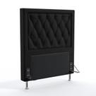 Cabeceira Estofada Para Cama Box Centaurus 90 Para Cama De Solteiro Couro Preto Aradecor