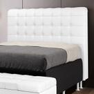 Cabeceira Estofada para Cama Box Dama 140 para Cama de Casal Couro Branco Aradecor