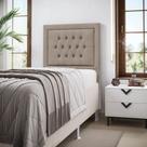 Cabeceira Estofada Para Cama Box Pegasus 90 Para Cama de Solteiro Sued Capuccino Aradecor