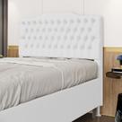 Cabeceira Estofada para Cama Box Pollux 140 para Cama de Casal Couro Branco Aradecor