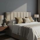 Cabeceira Estofada Queen Modelo Vertically 160x60cm Cor Bege Claro Produto Direto de Fábrica