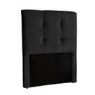 Cabeceira Estofada Solteiro Alice Nature Veludo Preto 88x136