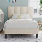 Cabeceira estofada Twin Bed Frame VECELO Heavy-Duty Bege