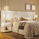 Cabeceira Extensiva Casal Queen King com Mesa Lateral Gaveta Flora Lukaliam Branco