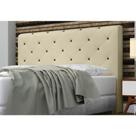Cabeceira Giovana Cama Box Casal Super King 195cm Botões Napa Bege - DS Móveis Cabeceira Giovana Cama Box Casal Super King 195cm Botões Napa Bege - DS Móveis