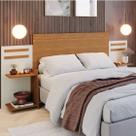 Cabeceira Grecia Box Solteiro/Casal/Queen MDF com mesinha Nat/Off Cabeceira Grecia Box Solteiro/Casal/Queen MDF com mesinha Nat/Off