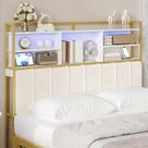 Cabeceira Hzuaneri Queen em Veludo com Armazenamento, USB e LED 14 x 152 x 139 cm