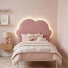 Cabeceira Infantil Cama Solteiro 120cm Orgânica Curva Nuvem Bouclê Rosê - Montanari s Decor